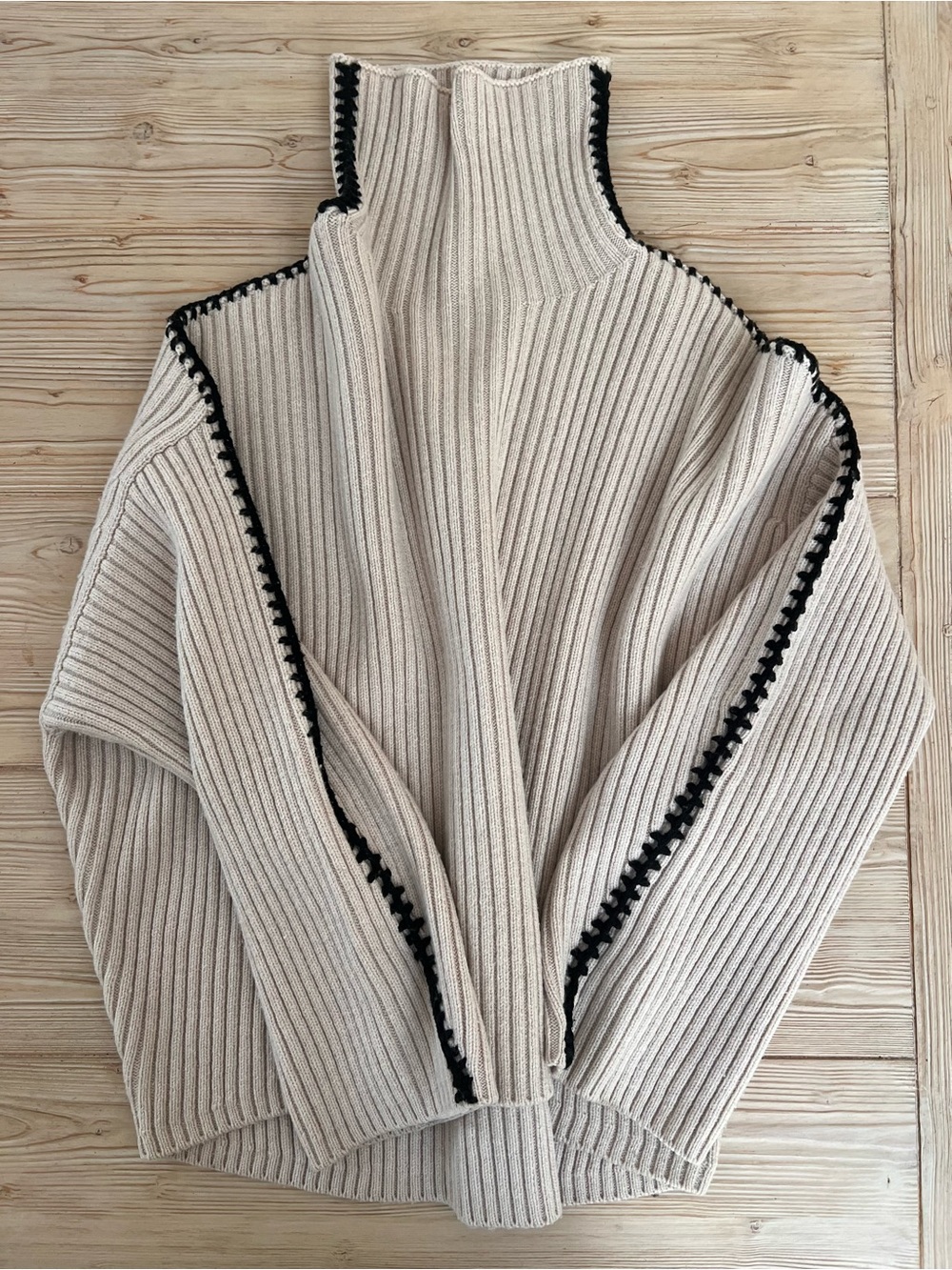 Rag & Bone Ingrid Wool Turtleneck Sweater XS Oversized Whipstitch